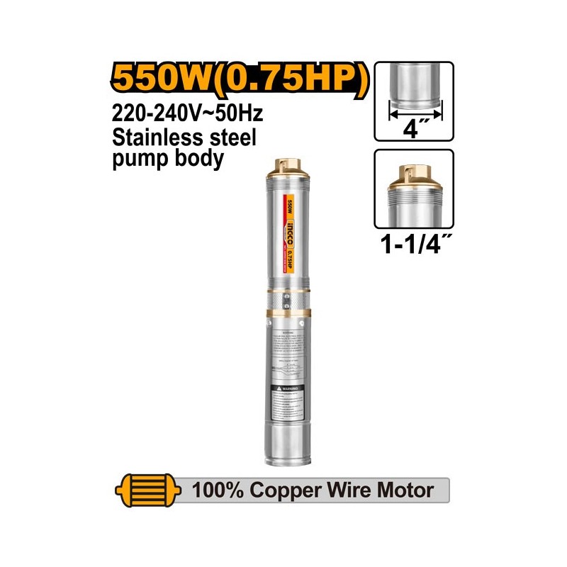 Насос погружной 550W(0.75HP) 64m INGCO DWP5501