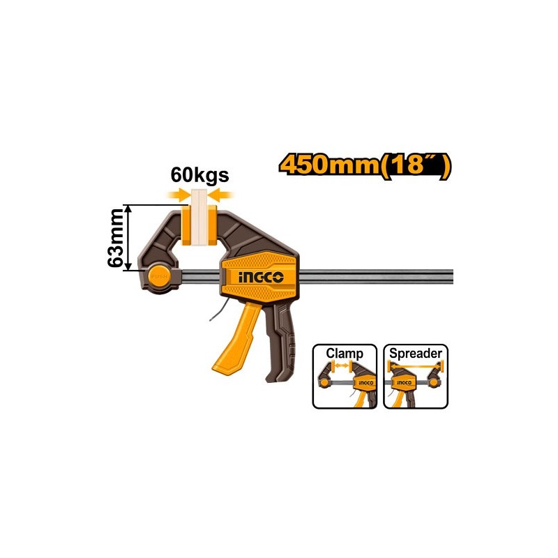 Быстрозажимная струбцина 63х450 мм INDUSTRIAL INGCO HQBC01603