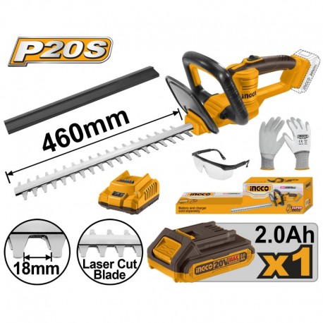 Кусторез аккумуляторный INGCO Li-Ion 1*2Ah 20V 450mm CHTLI20461