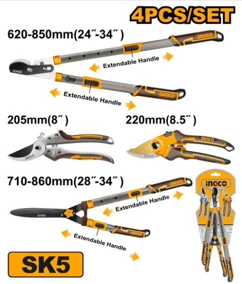 Набор из 4 садовых инструментов INGCO HLT93401