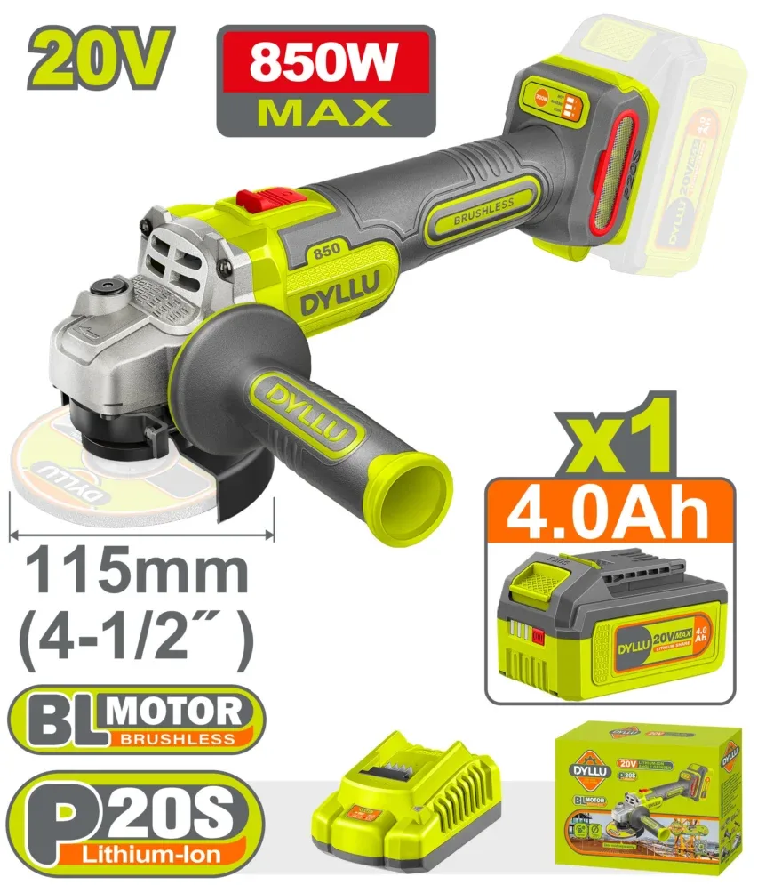 Болгарка аккумуляторная 115mm 850W DYLLU DTLAP5421