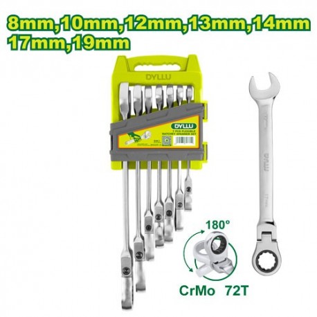 Набор гаечных ключей с гибким храповиком 7шт, DYLLU DTSP5207