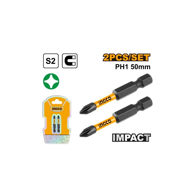 Набор бит PH1 50мм 2шт INDUSTRIAL INGCO SDBIM71PH150