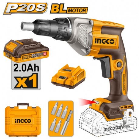 Аккумуляторный шуруповерт для гипсокартона 20В/1*2.0Ач...