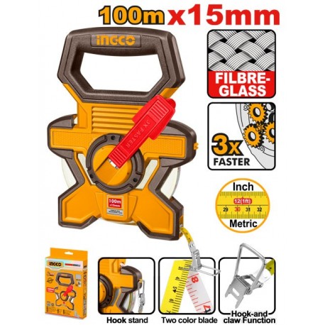 Мерная лента фибергласовая 100 м INGCO HFMT18100