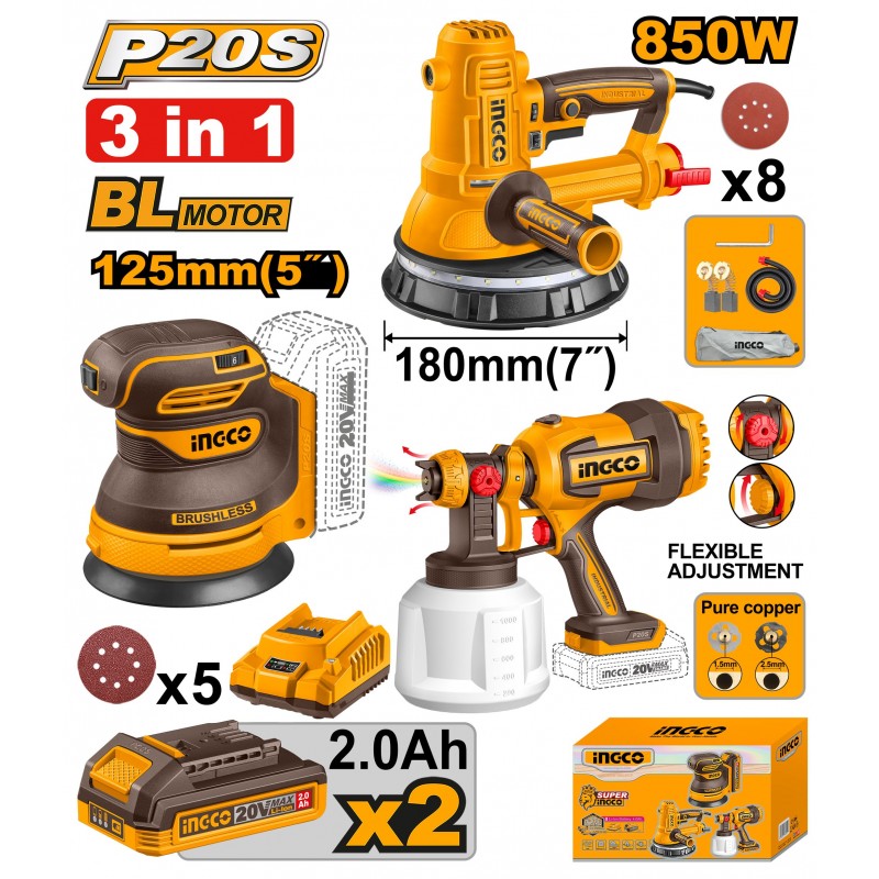 Набор из 3 аккумуляторных инструментов INGCO COSLI250282 в упаковке