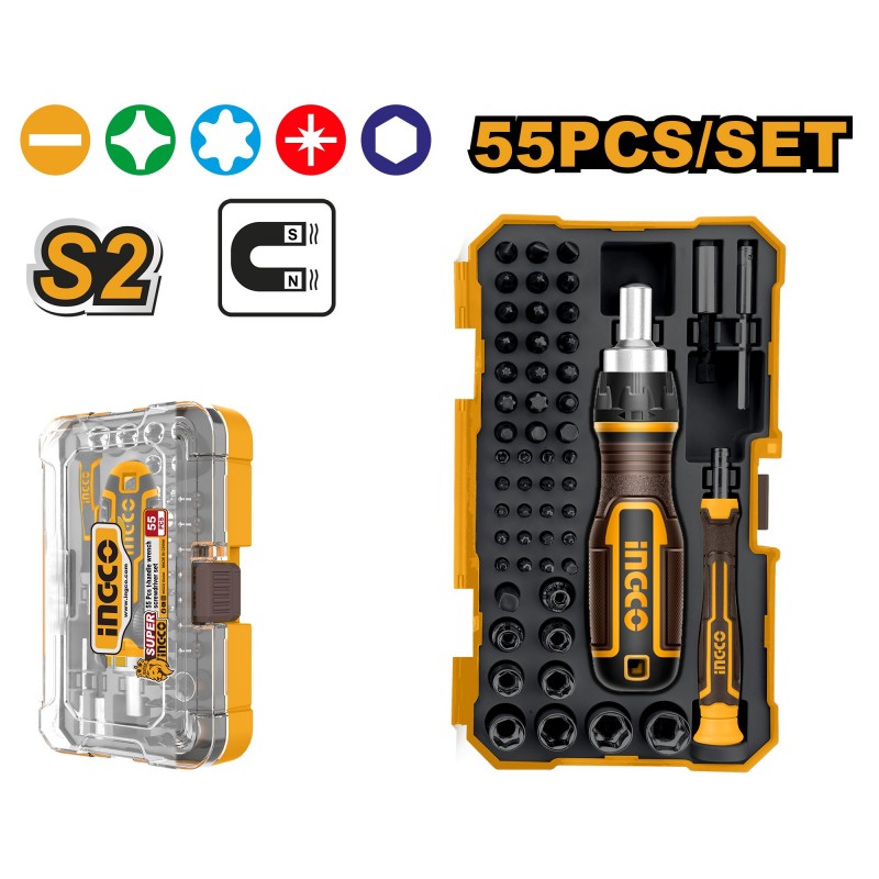 Набор oтвёрток 55 шт, INGCO HKSDB0558