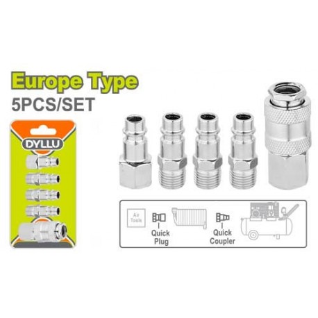 Набор быстроразъемных пневматических соединителей 5шт. DYLLU...