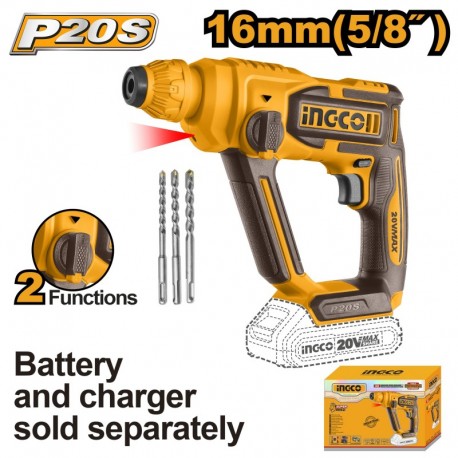 Перфоратор SDS plus (без аккумулятора) 16 мм 1,5 Дж INGCO...