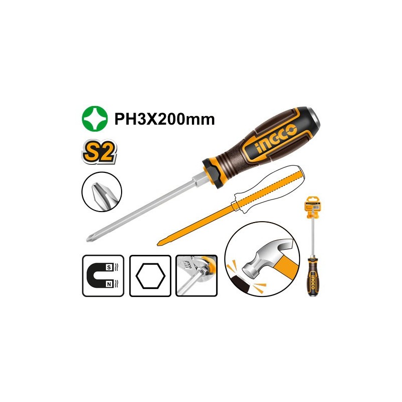 Отвертка PH3*200 INGCO HGTPH3200