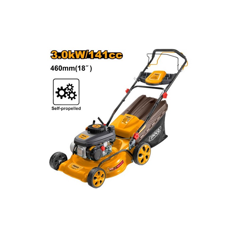Бензиновая газонокосилка INGCO  3kW 4HP 460mm GLM141182
