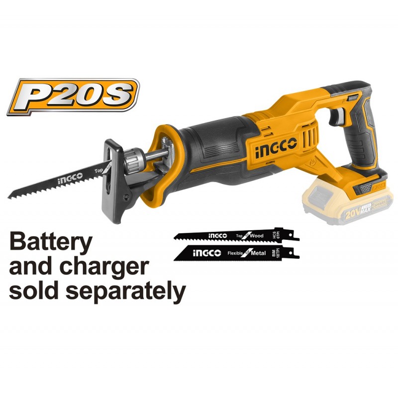 Сабельная пила совместимая с аккумулятором 20В INGCO CRSLI1152