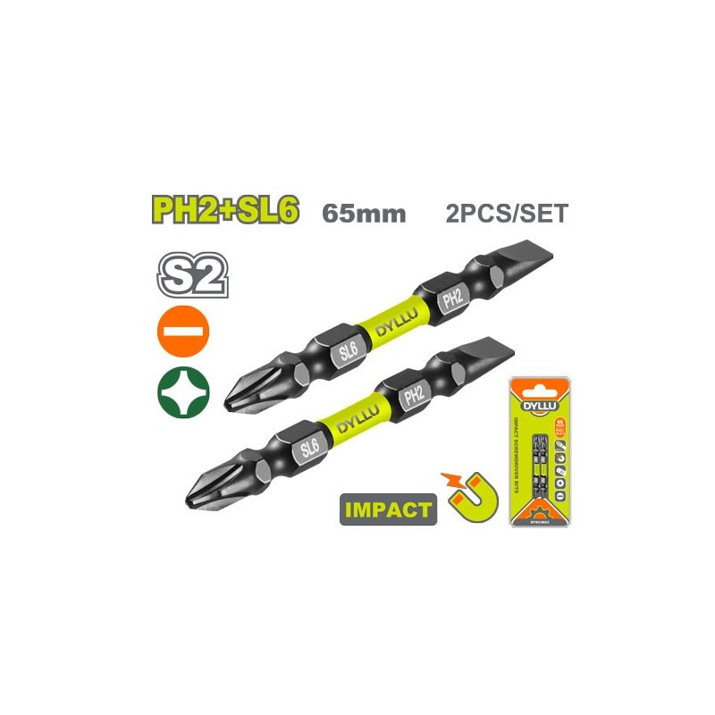 Набор бит 65мм PH2+SL6 2шт. DYLLU DTSV3K63