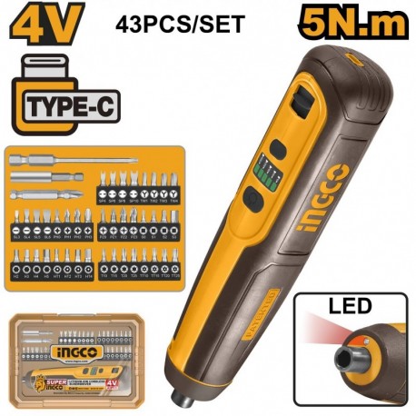 Аккумуляторная отвертка Li-Ion 4B 5N.m INGCO CSDLI04062