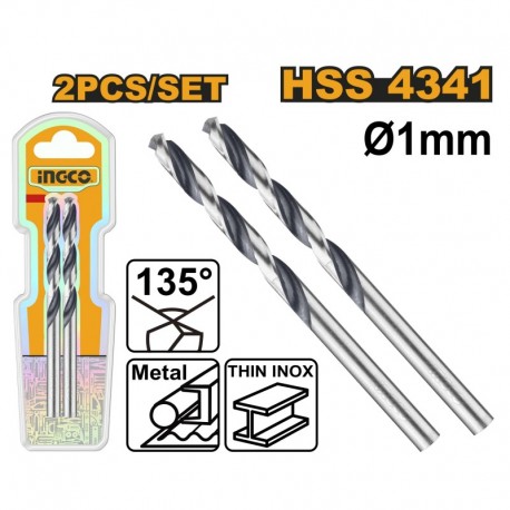 Комплект сверл по металлу HSS 2x1mm INGCO DBT1200014