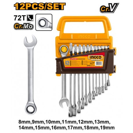 Набор комбинированных ключей 12 шт 8-19мм INDUSTRIAL INGCO...