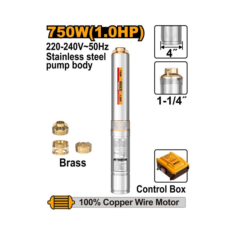 Насос погружной 550W(1.0HP) 80m INGCO DWP75062