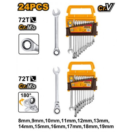 Набор комбинированных ключей 24 шт 8-19мм INDUSTRIAL INGCO...