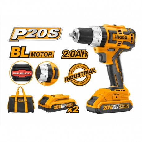 Бесщеточный ударный шуруповерт 20V/2*2Ah INGCO CIDLI20608