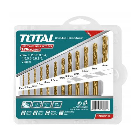 Набор свёрел по металу HSS 12 шт TACSD0125 TOTAL