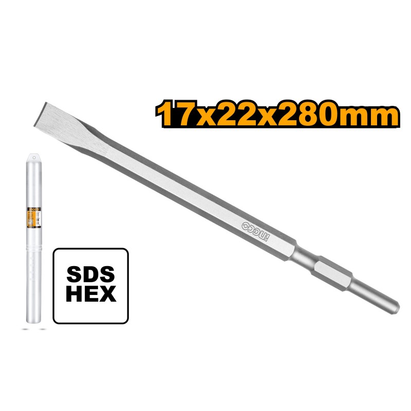 Зубило плоское SDS HEX 17x280x22mm INGCO DBC0522801