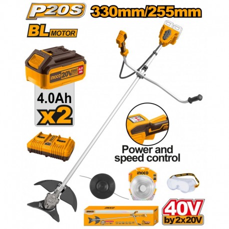 Триммер аккумуляторный Li-Ion 40V/2*4Ah INGCO CSTLI202522