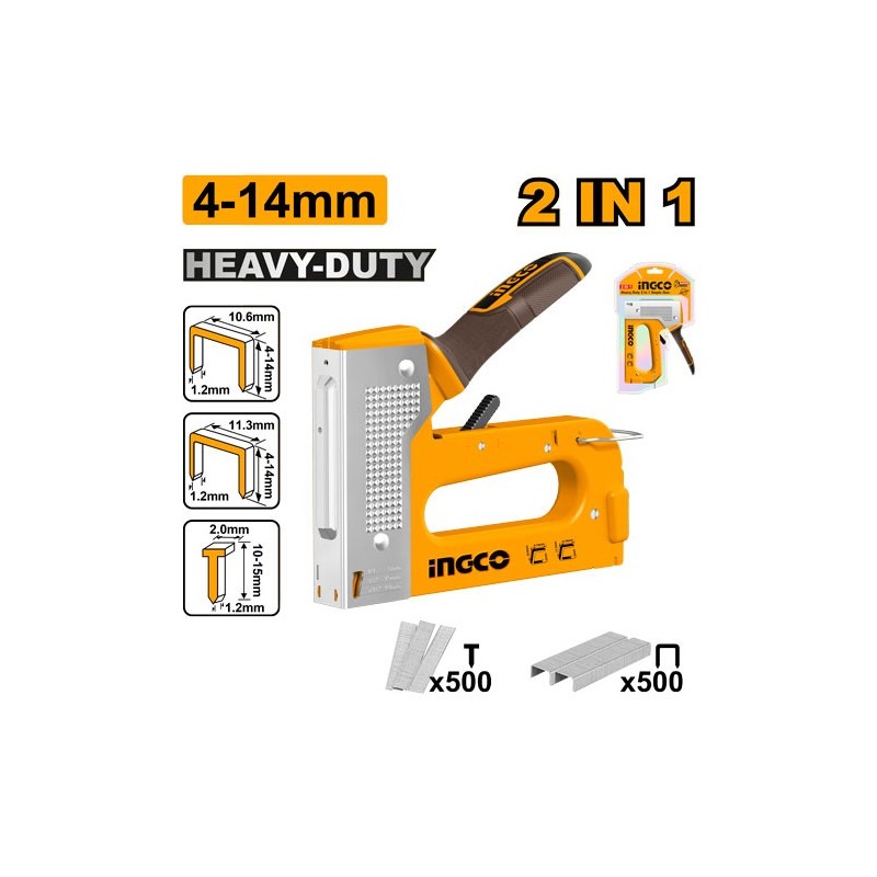 Степлер 2 в1  4-14mm INGCO HSG1408