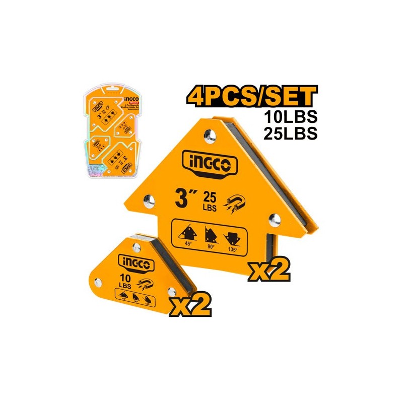 Угольник магнитный для сварки набор 4шт INGCO AMWH4062