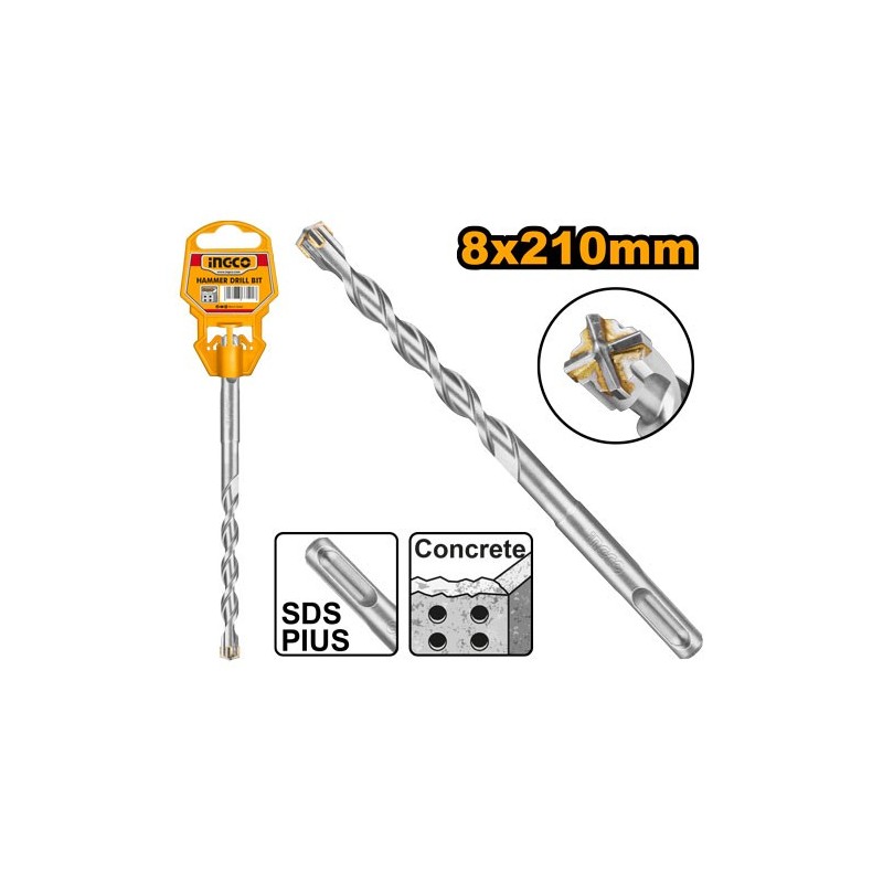 Сверло по бетонy 8x210мм SDS-Plus INGCO DBH1210803C