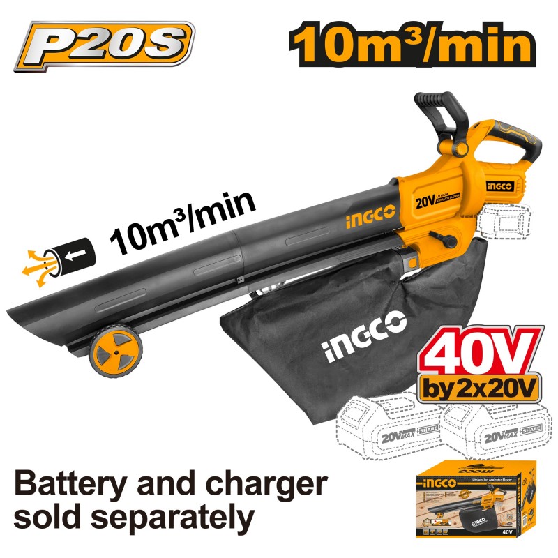 Воздуходувка для листьев без аккумулятора 40V INGCO CABLI2003