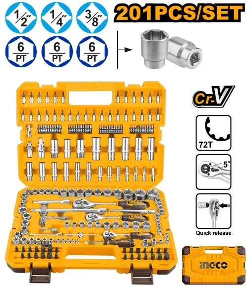 Профессиональный набор ручного инструмента INGCO HKTS082016, 201 предмет