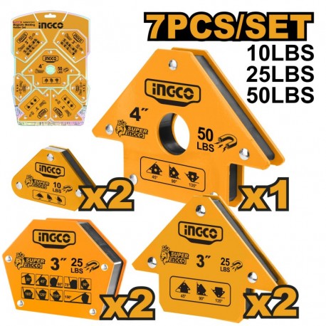 Набор магнитных угольников  для сварки 7шт INGCO AMWH7002