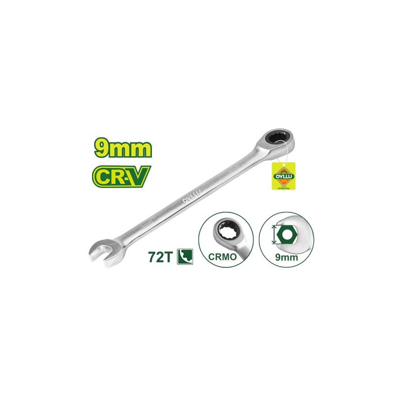 Ключ комбинированный с трещоткой 9 мм CR-V DYLLU DTSA5109