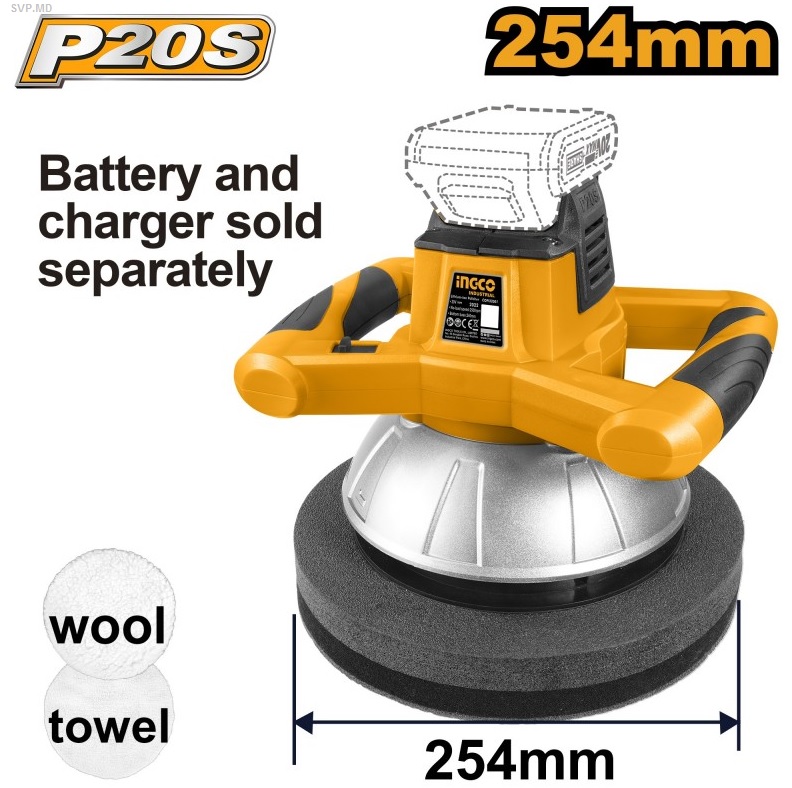 Аккумуляторная полировальная машина 254mm 20V INGCO COPLI2001
