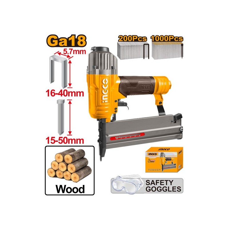 Степлер пневматический 2 в 1 INGCO ACN50401
