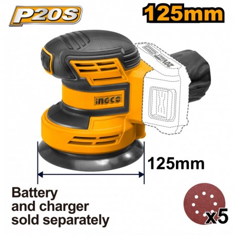 Шлифовальная машина эксцентриковая без аккумулятора Li-Ion 20V...