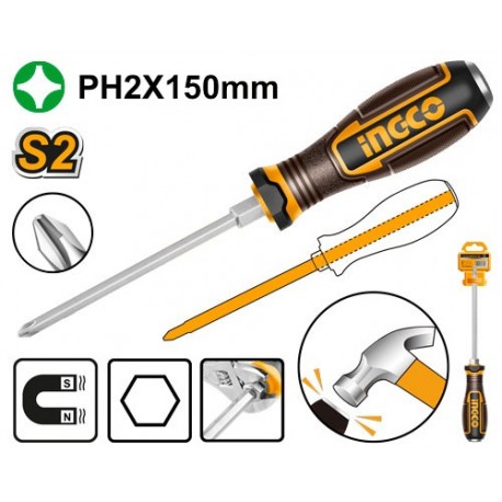Отвертка  PH2*150 INGCO HGTPH2150