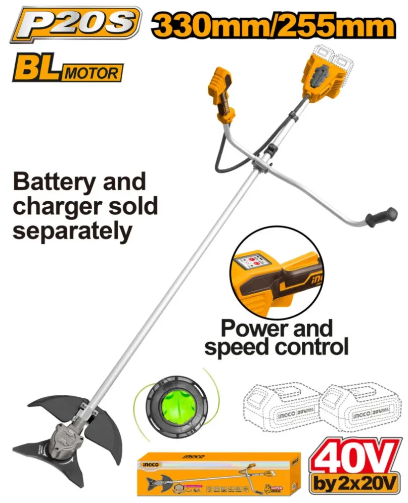 Триммер аккумуляторный 40 В (2*20 В) INGCO CSTLI20018