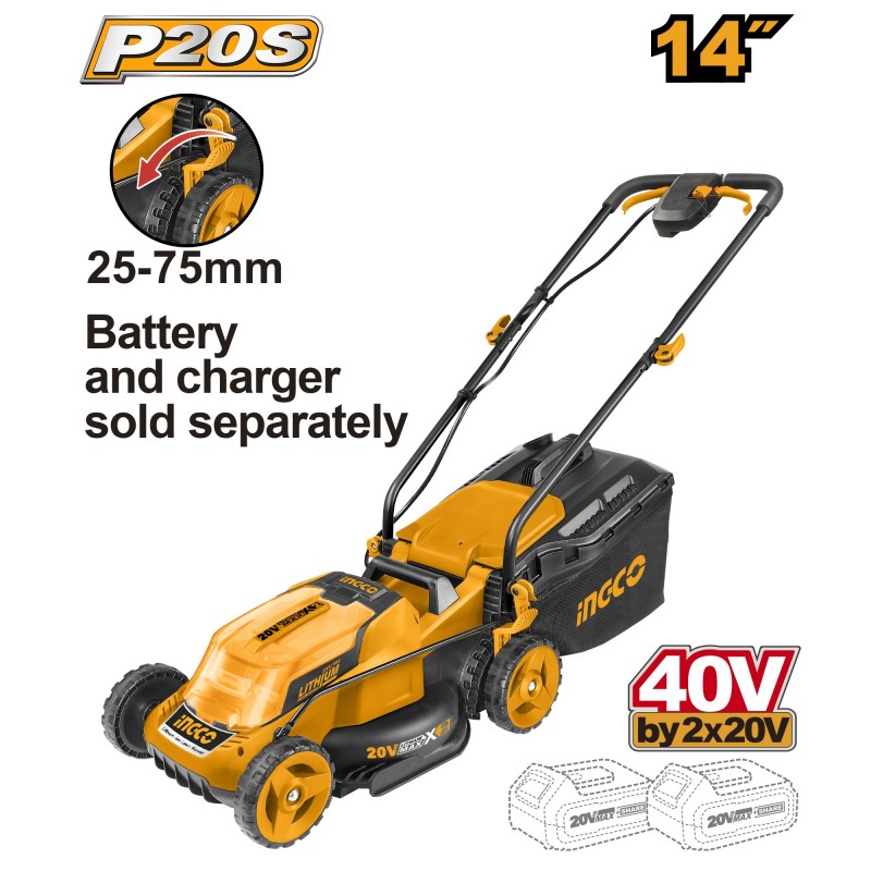 Газонокосилка без аккумулятора 40В 30Л INGCO LMLI2014