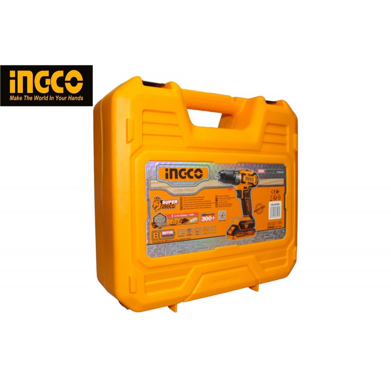 Шуруповерт акумуляторный бесщеточный 20В/2*2Ач CDLI20508 INGCO