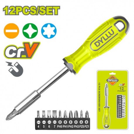 Набор отвертка с насадками 12шт. DYLLU DTSS1612