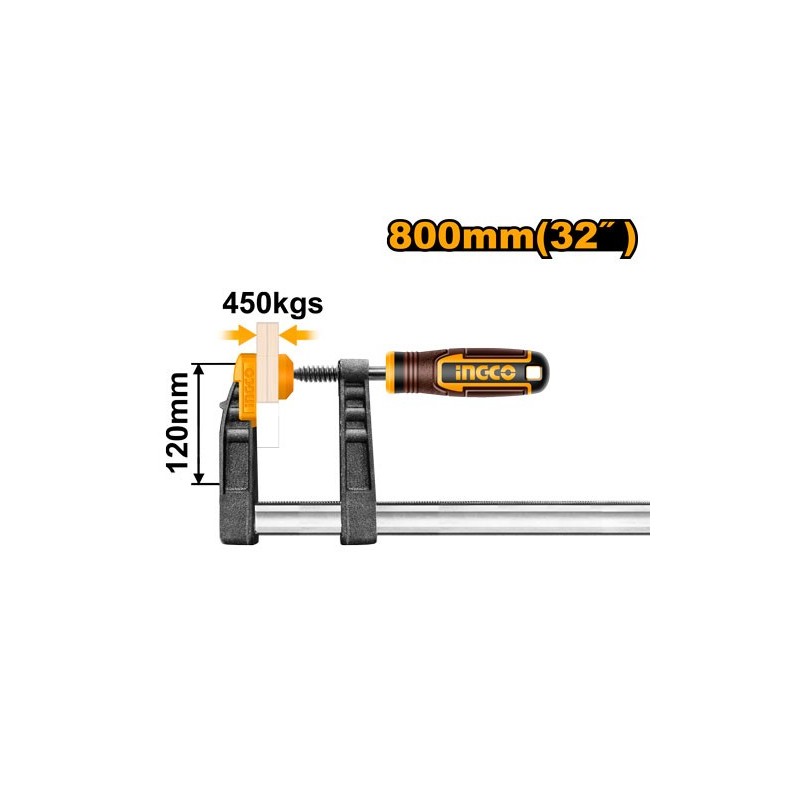 Струбцина столярная 120х800мм INDUSTRIAL INGCO HFC021203