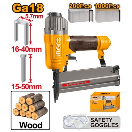 Степлер пневматический 2 в 1 INGCO ACN50401