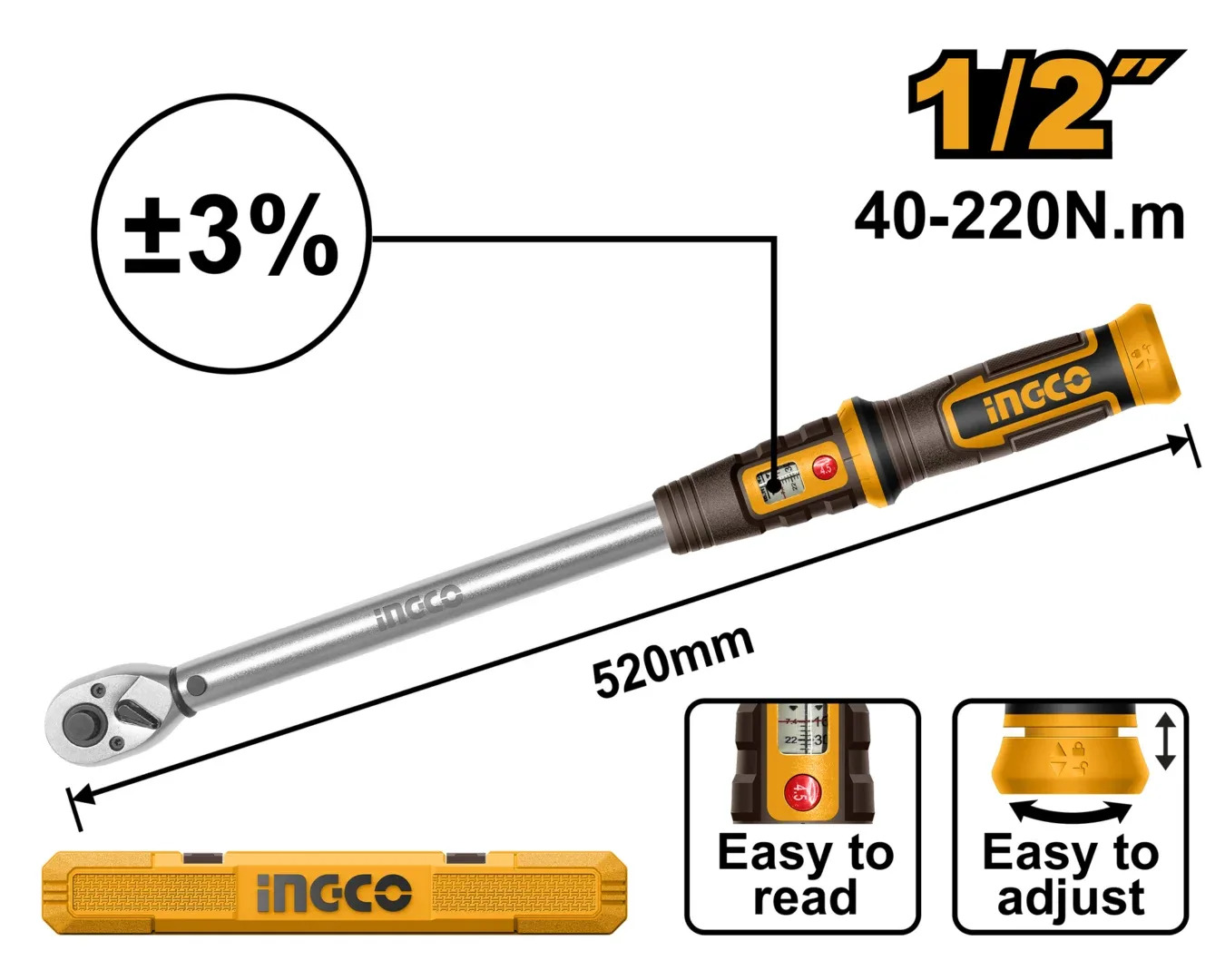 Трещетка с динамометром 1/2 INGCO HPTW1220N8