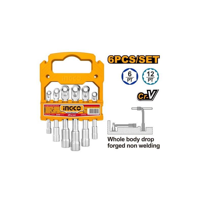 Набор шестигранных угловых ключей из 6 предметов 7-14mm INGCO...