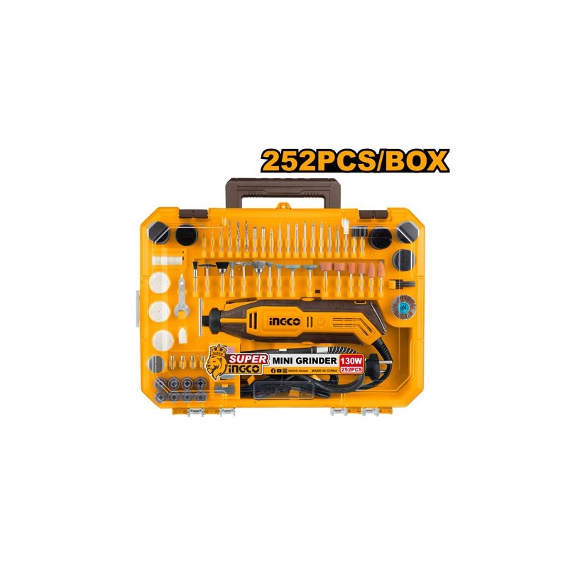 Гравер электрическии 130Вт 252шт, INGCO MG133281
