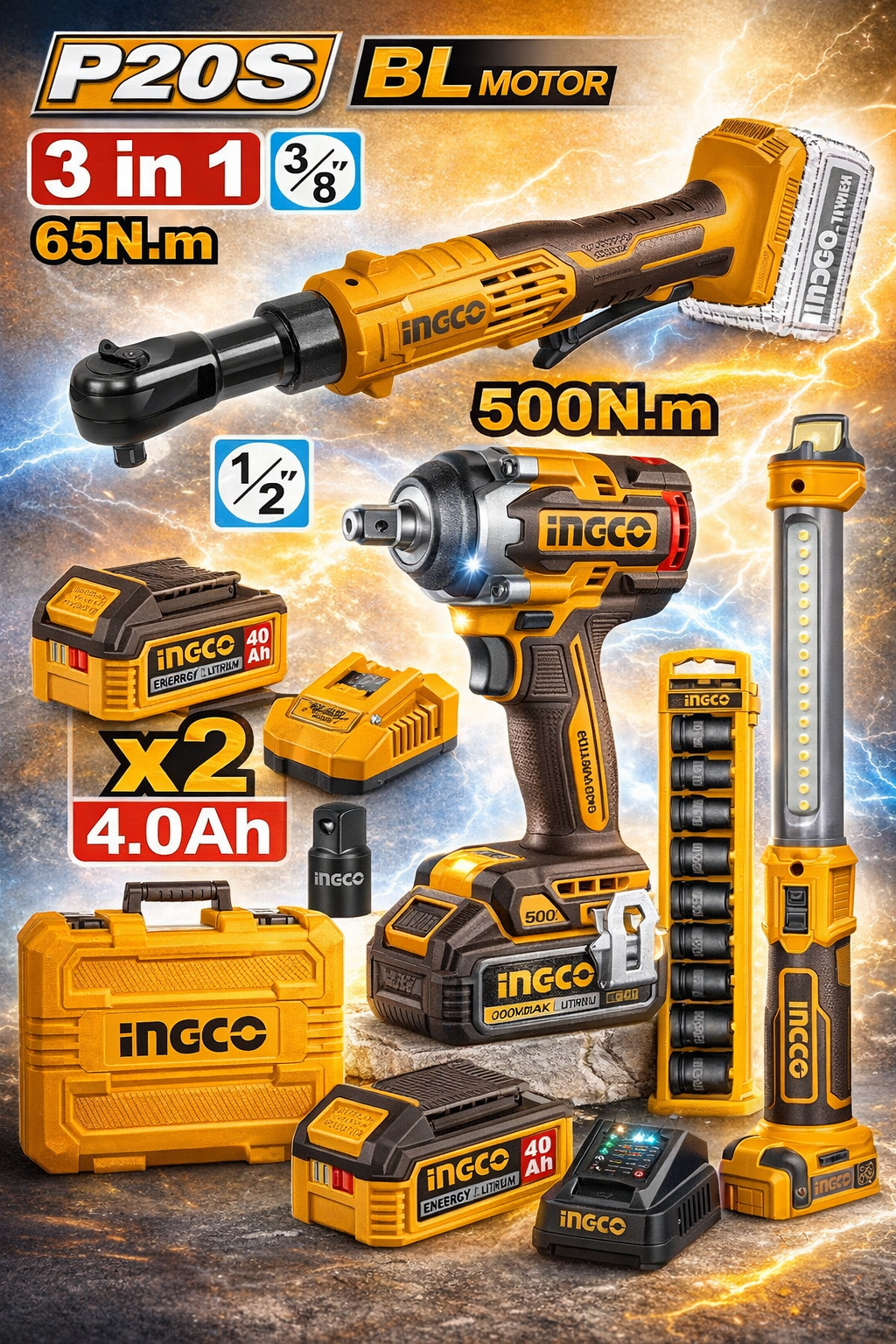 Набор 3-в-1 INGCO Industrial COSLI250981