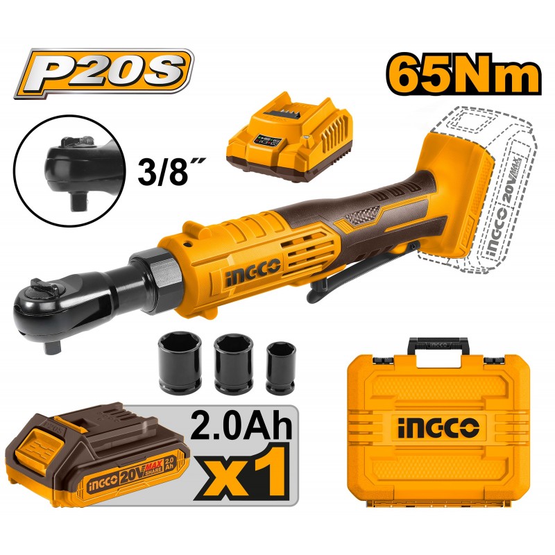 Аккумуляторная трещетка  20В/1*2Ач INGCO CDRLI2060152