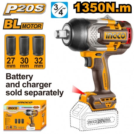 Гайковёрт аккумуляторный ударный (без аккумулятора) 1350Nm...