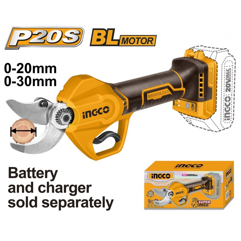 Секатор садовый совместимый с аккумулятором INGCO CSSLI20308 20V